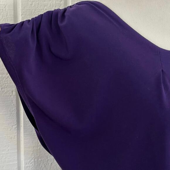 Women Short Sleeve Bodycon Dress Purple Office Career Fall Work Cocktail Size 4 - Picture 2 of 8